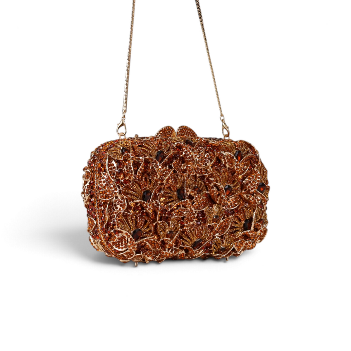 Bolsa Festa Clutch Pedraria Strass Laranja Âmbar