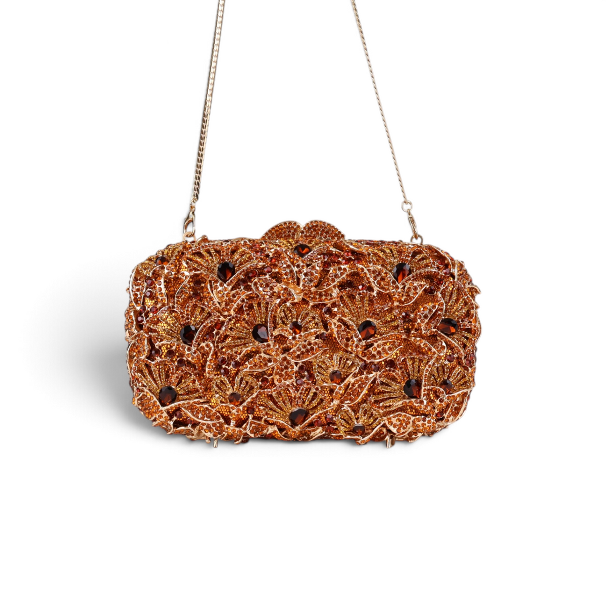 Bolsa Festa Clutch Pedraria Strass Laranja Âmbar