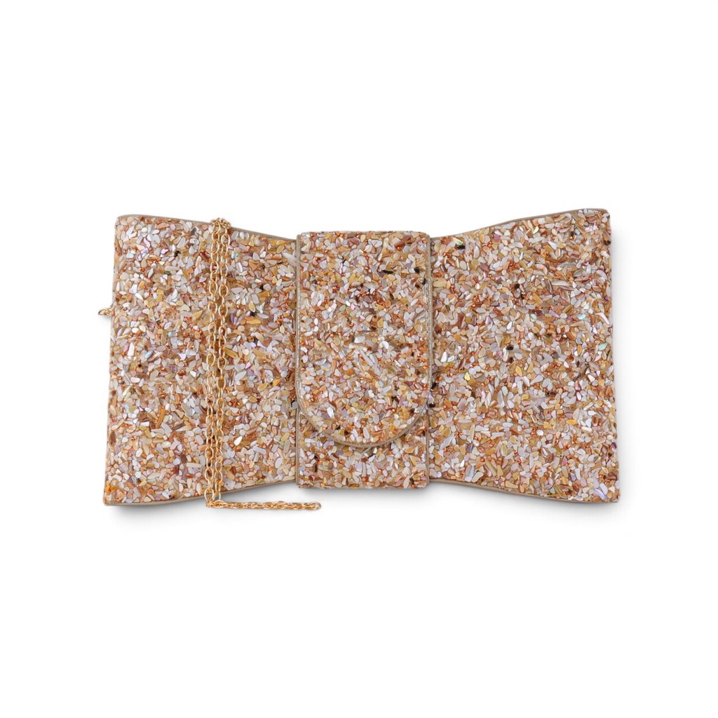 Bolsa Carteira Envelope Pedraria Bege