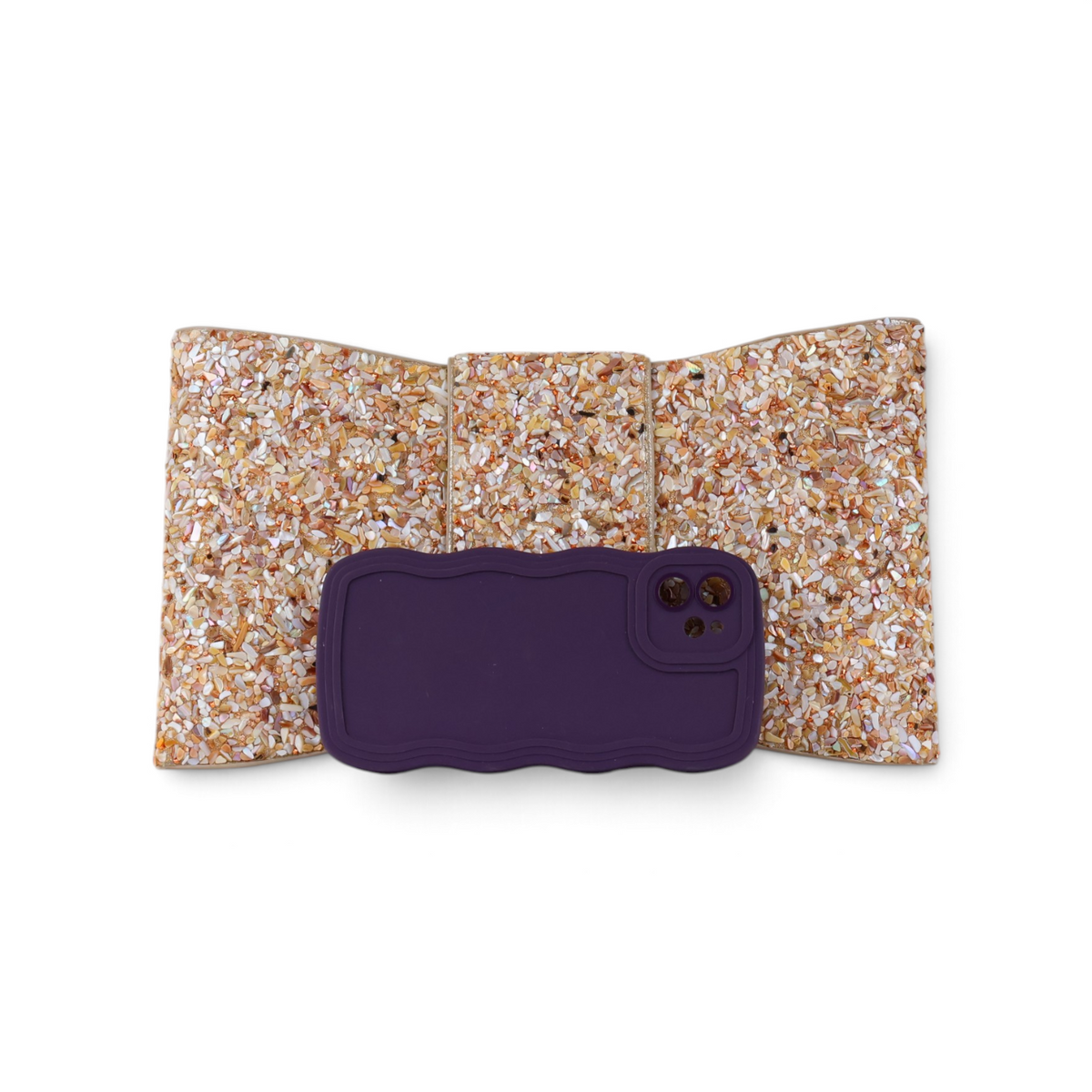 Bolsa Carteira Envelope Pedraria Bege