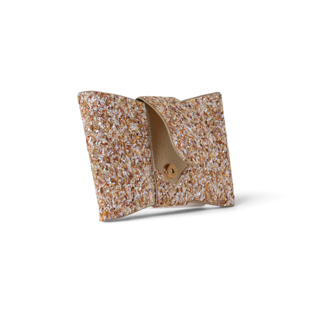 Bolsa Carteira Envelope Pedraria Bege