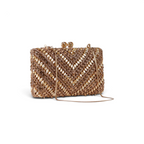 Bolsa Festa Clutch Pedraria Strass Dourado Claro e Escuro