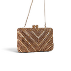 Bolsa Festa Clutch Pedraria Strass Dourado Claro e Escuro