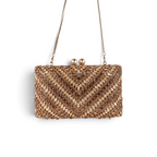 Bolsa Festa Clutch Pedraria Strass Dourado Claro e Escuro