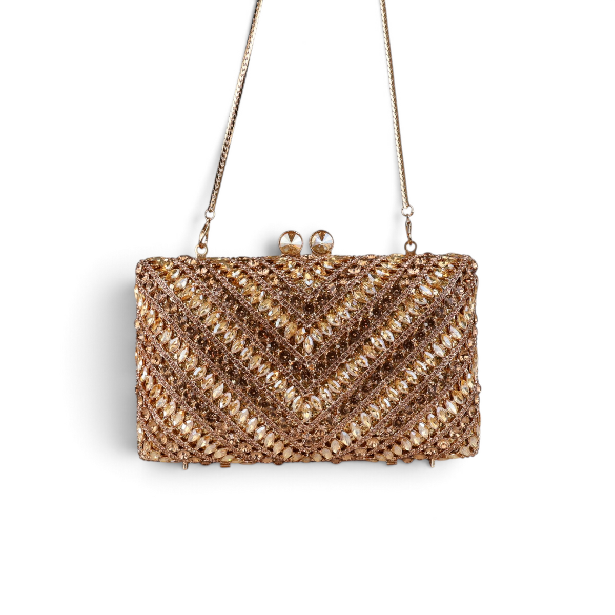 Bolsa Festa Clutch Pedraria Strass Dourado Claro e Escuro