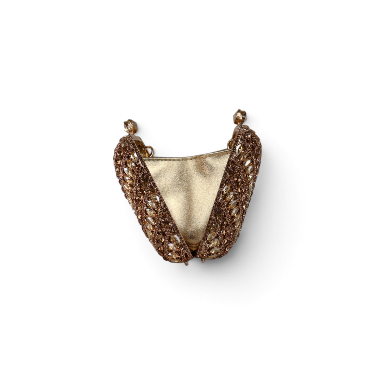 Bolsa Festa Clutch Pedraria Strass Dourado Claro e Escuro
