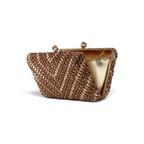 Bolsa Festa Clutch Pedraria Strass Dourado Claro e Escuro