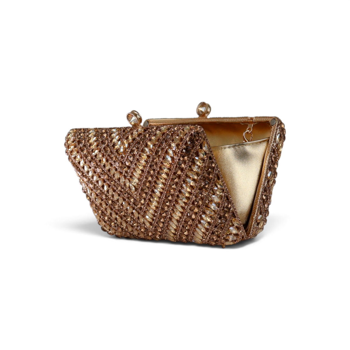 Bolsa Festa Clutch Pedraria Strass Dourado Claro e Escuro