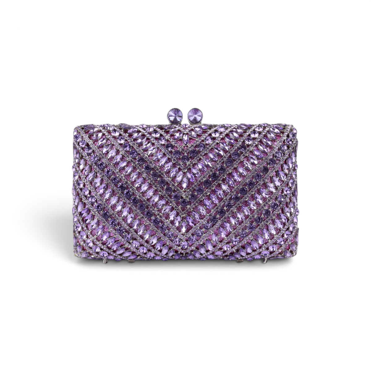 Bolsa Festa Clutch Pedraria Strass Lilás