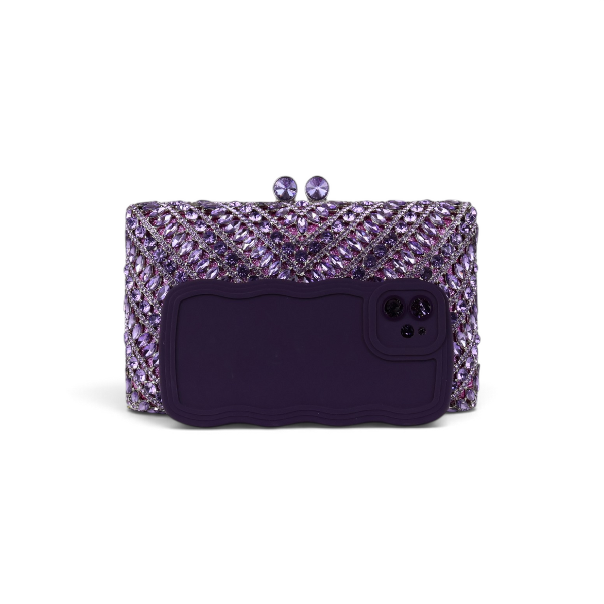 Bolsa Festa Clutch Pedraria Strass Lilás