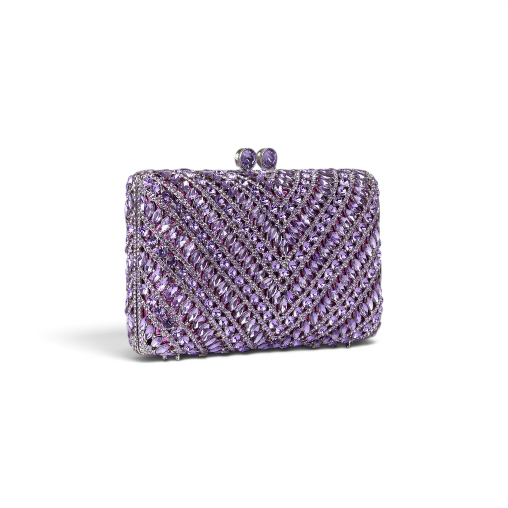 Bolsa Festa Clutch Pedraria Strass Lilás