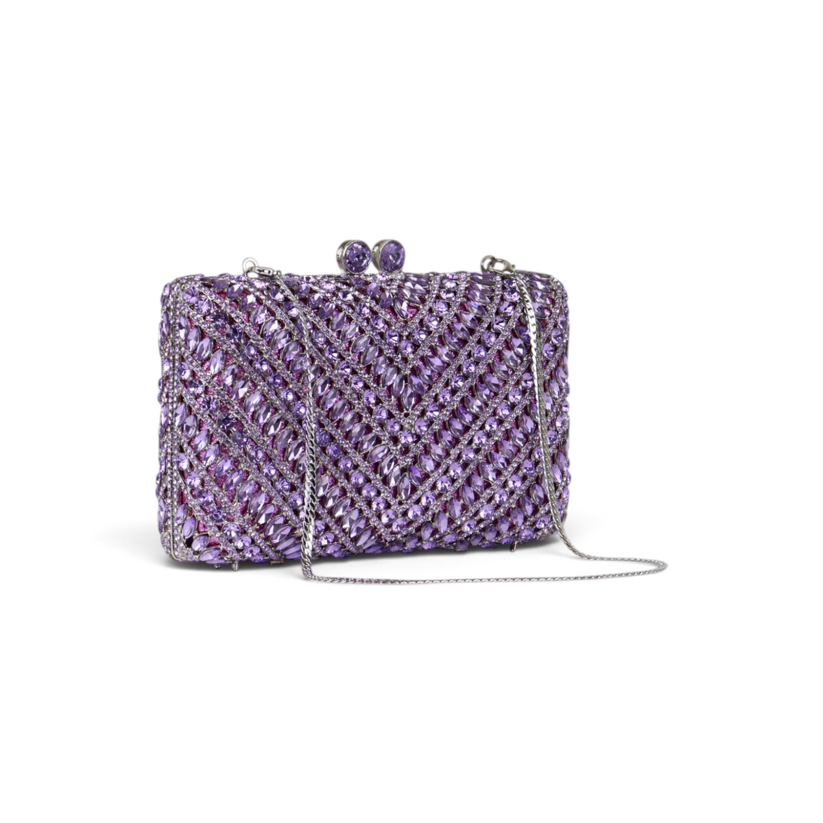 Bolsa Festa Clutch Pedraria Strass Lilás