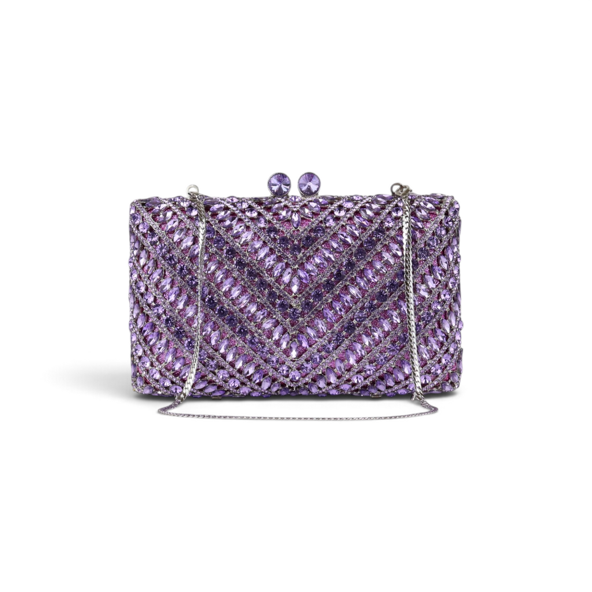 Bolsa Festa Clutch Pedraria Strass Lilás