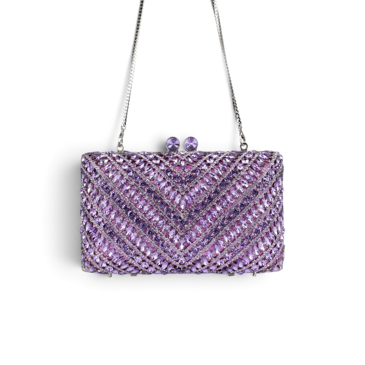 Bolsa Festa Clutch Pedraria Strass Lilás