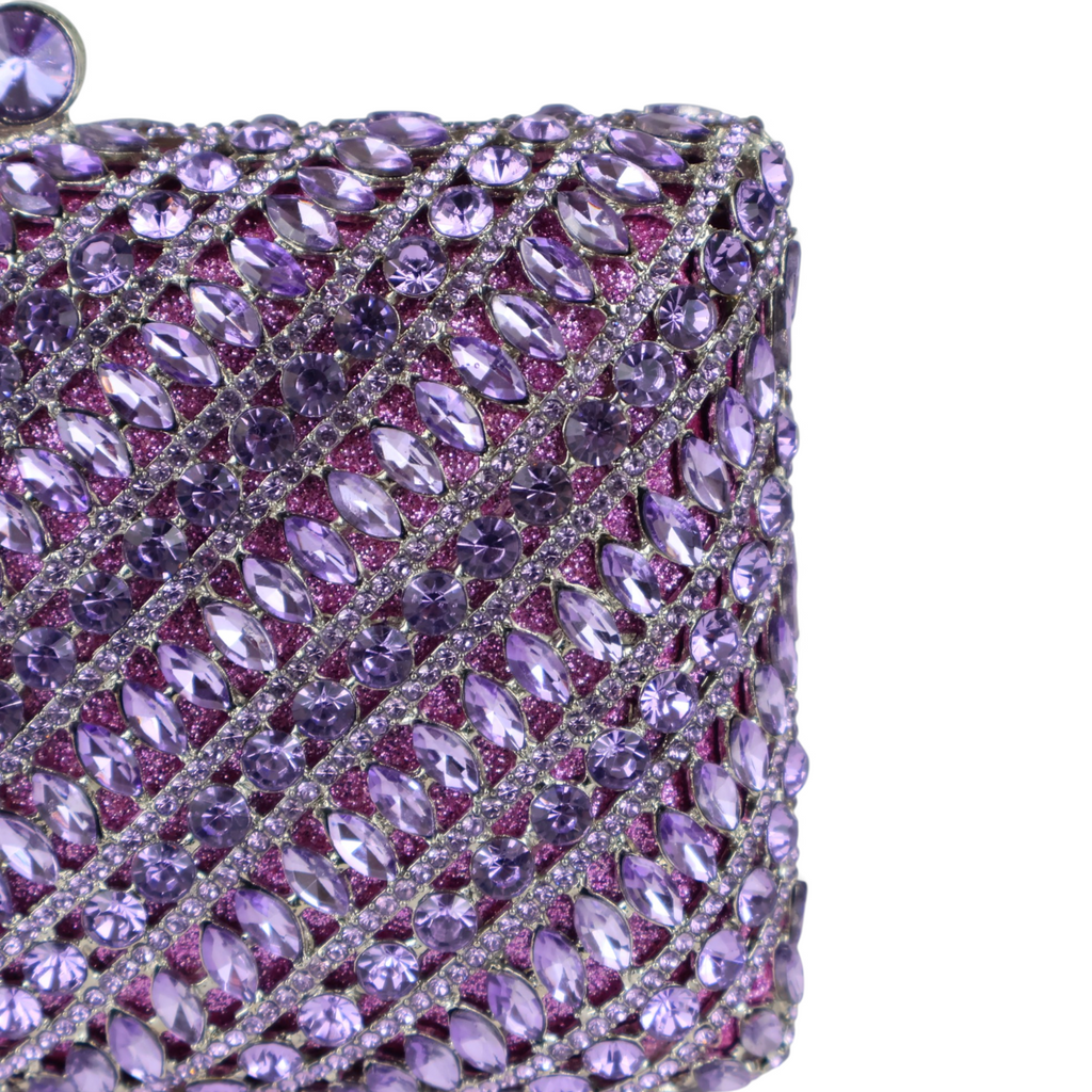 Bolsa Festa Clutch Pedraria Strass Lilás