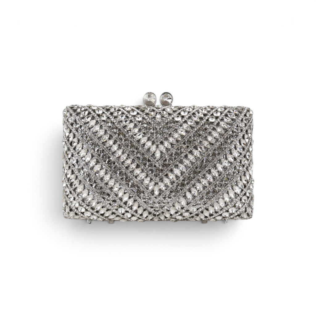 Bolsa Festa Clutch Pedraria Strass Prata