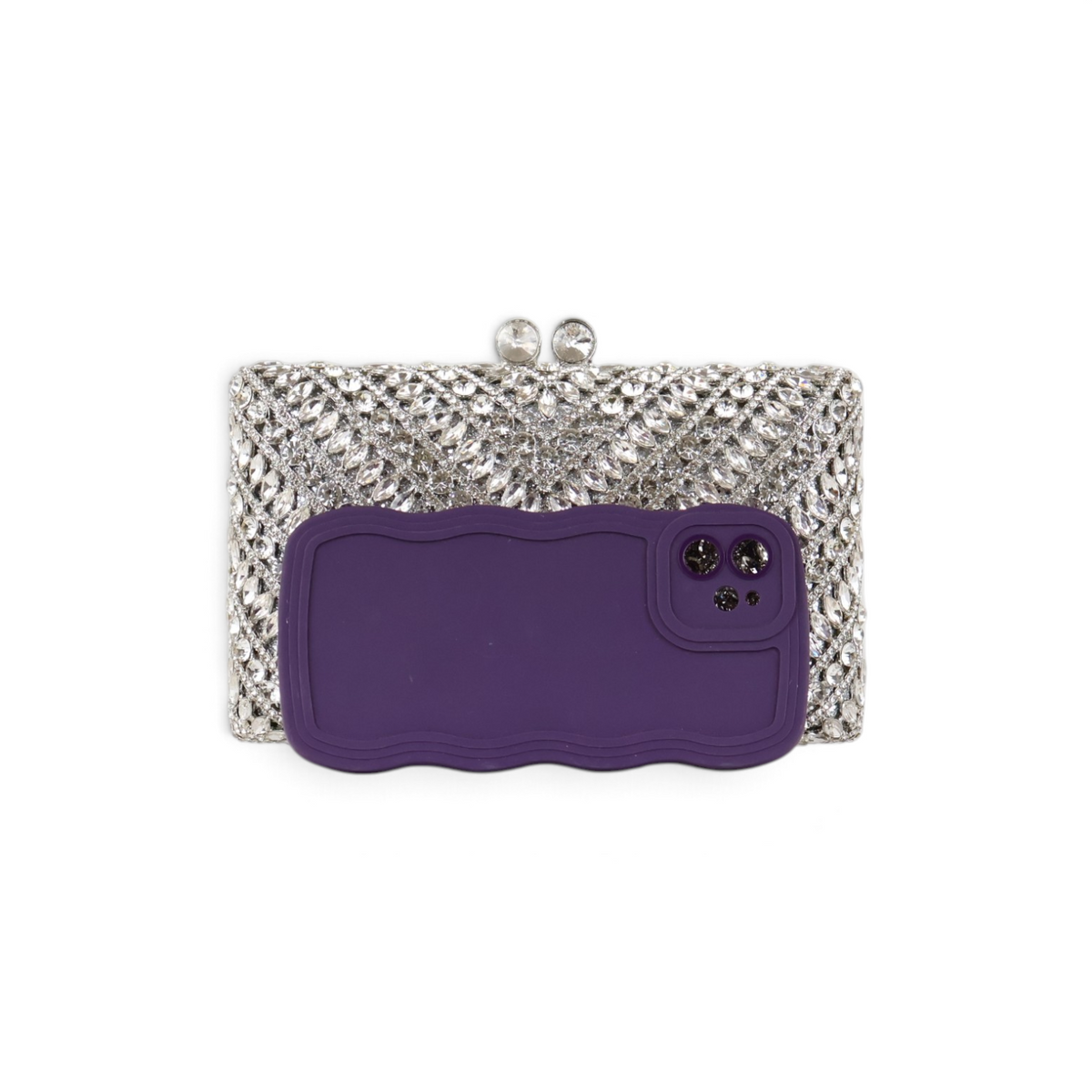 Bolsa Festa Clutch Pedraria Strass Prata