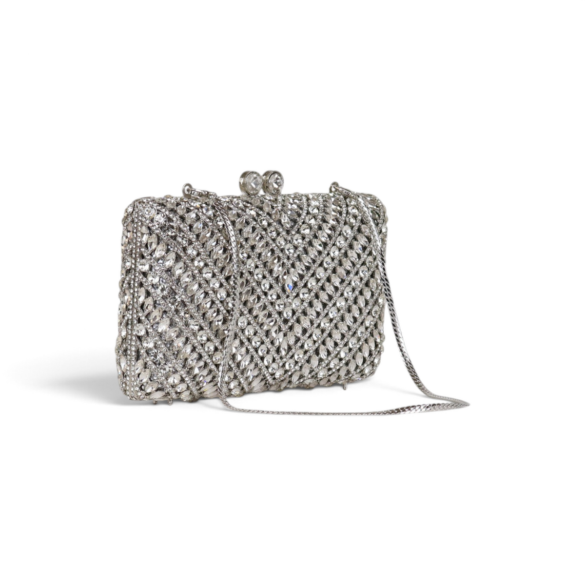 Bolsa Festa Clutch Pedraria Strass Prata