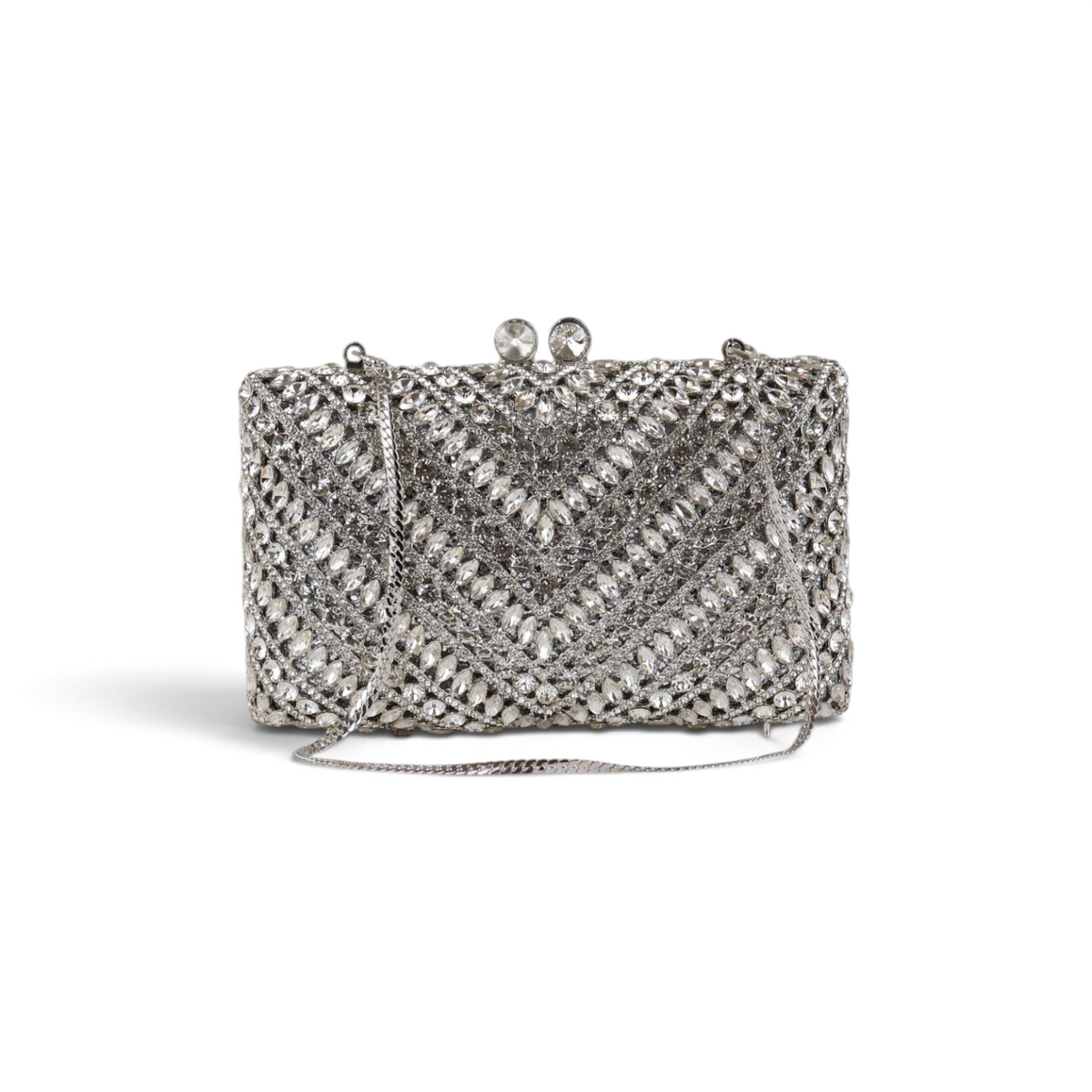 Bolsa Festa Clutch Pedraria Strass Prata