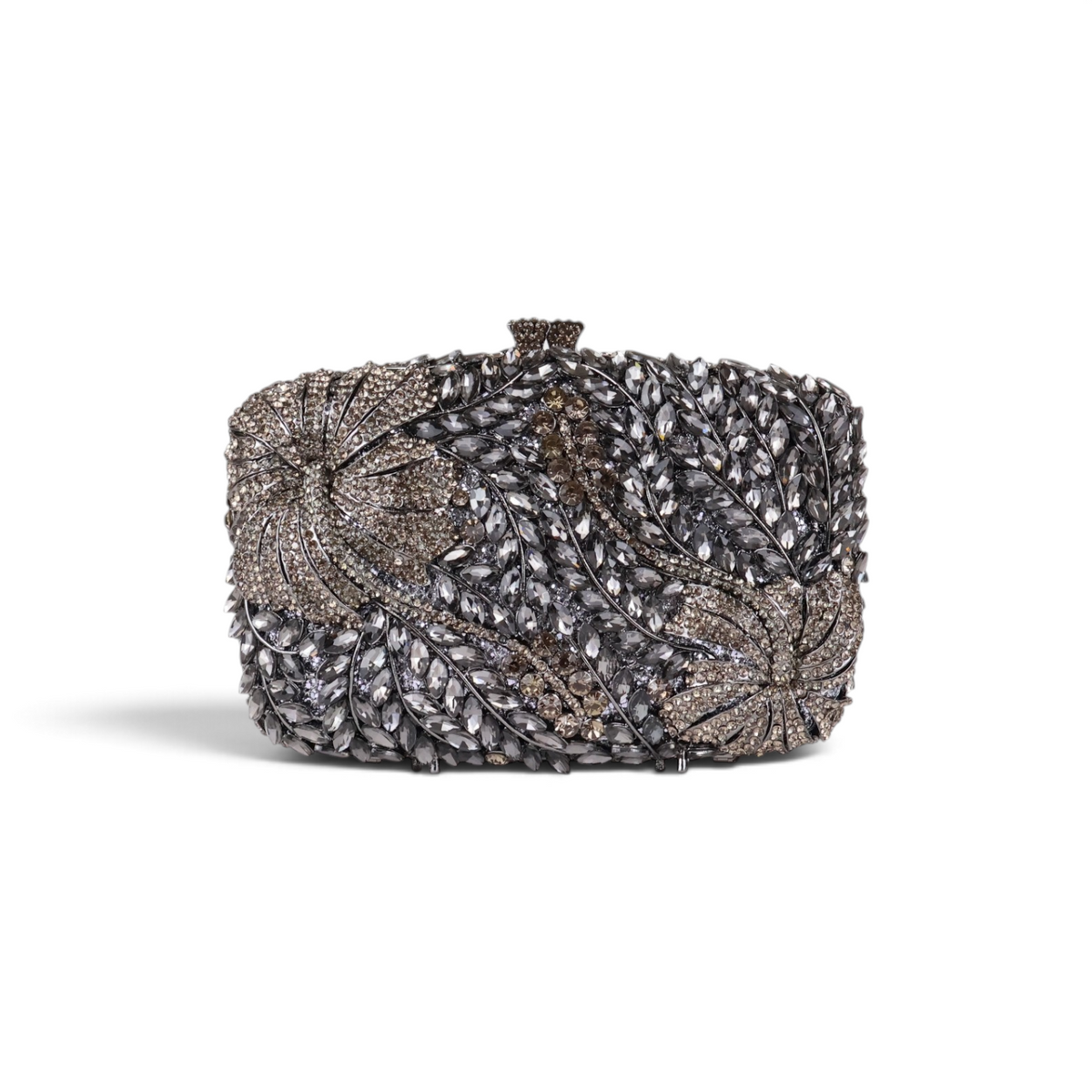 Bolsa Festa Clutch Pedraria Strass Prata Grafite