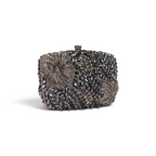 Bolsa Festa Clutch Pedraria Strass Prata Grafite