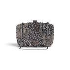 Bolsa Festa Clutch Pedraria Strass Prata Grafite
