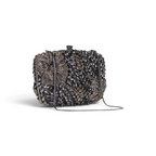 Bolsa Festa Clutch Pedraria Strass Prata Grafite