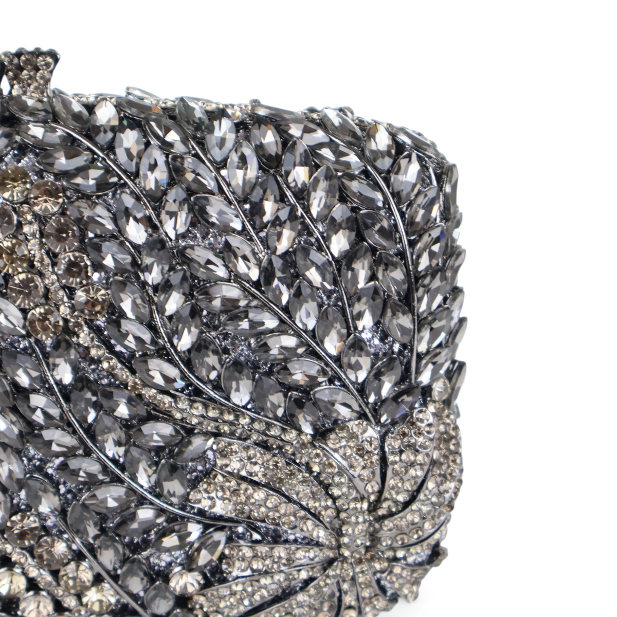 Bolsa Festa Clutch Pedraria Strass Prata Grafite