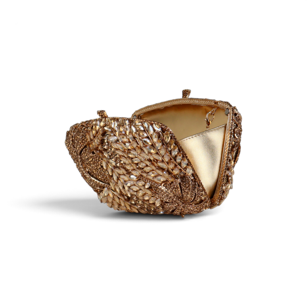 Bolsa Festa Clutch Pedraria Strass Dourado