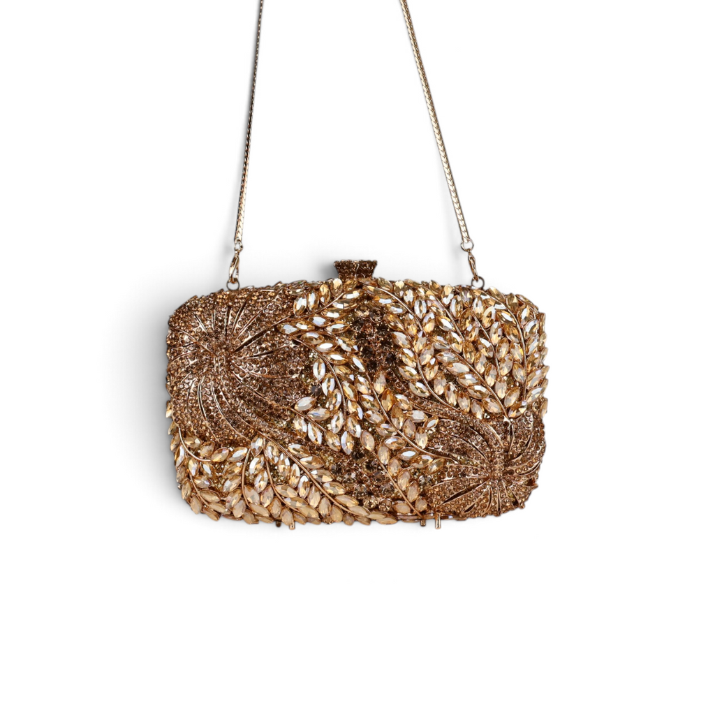 Bolsa Festa Clutch Pedraria Strass Dourado