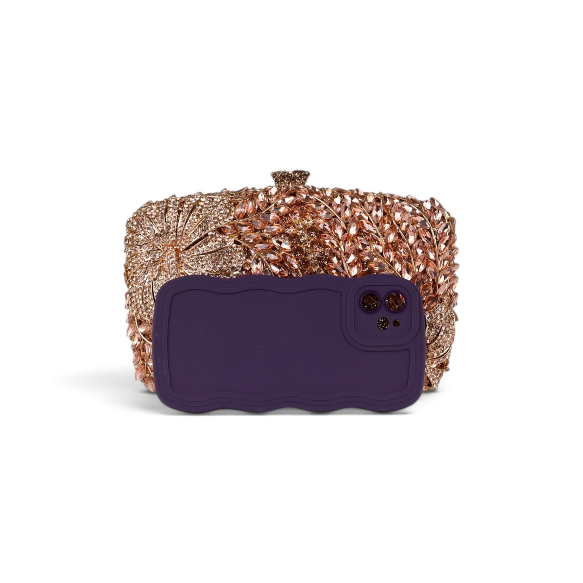 Bolsa Festa Clutch Pedraria Strass Champagne