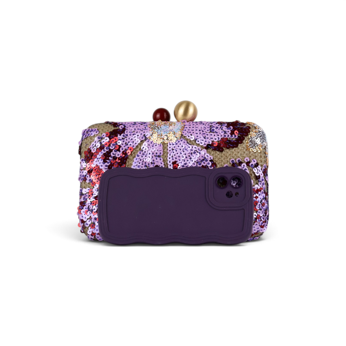 Bolsa Clutch Festa Bordada Flores Roxa