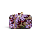 Bolsa Clutch Festa Bordada Flores Roxa