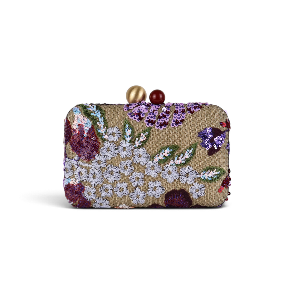Bolsa Clutch Festa Bordada Flores Roxa