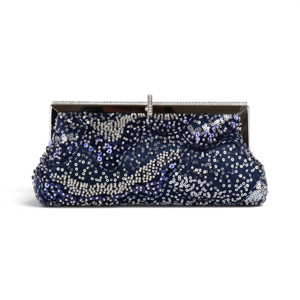 Bolsa Transversal Pouch Bordada Azul