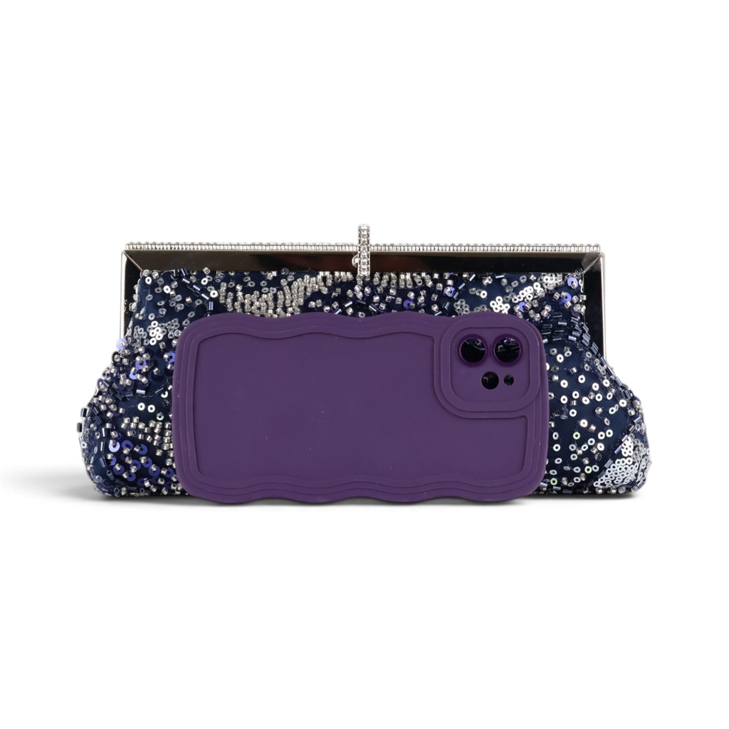 Bolsa Transversal Pouch Bordada Azul