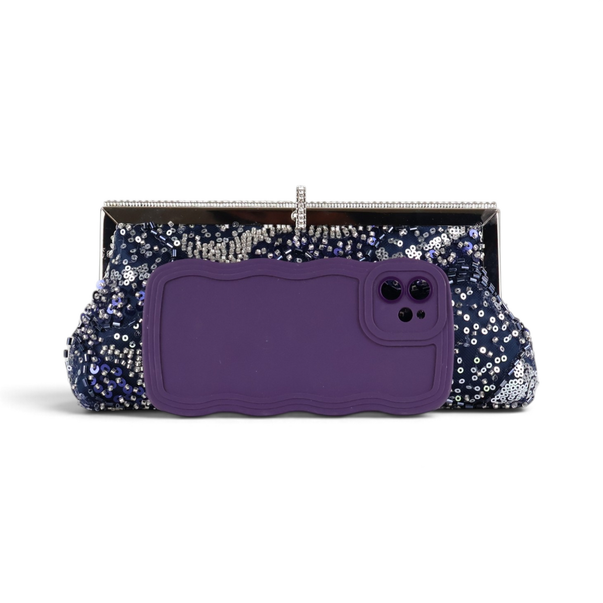 Bolsa Transversal Pouch Bordada Azul