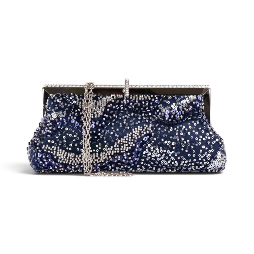 Bolsa Transversal Pouch Bordada Azul