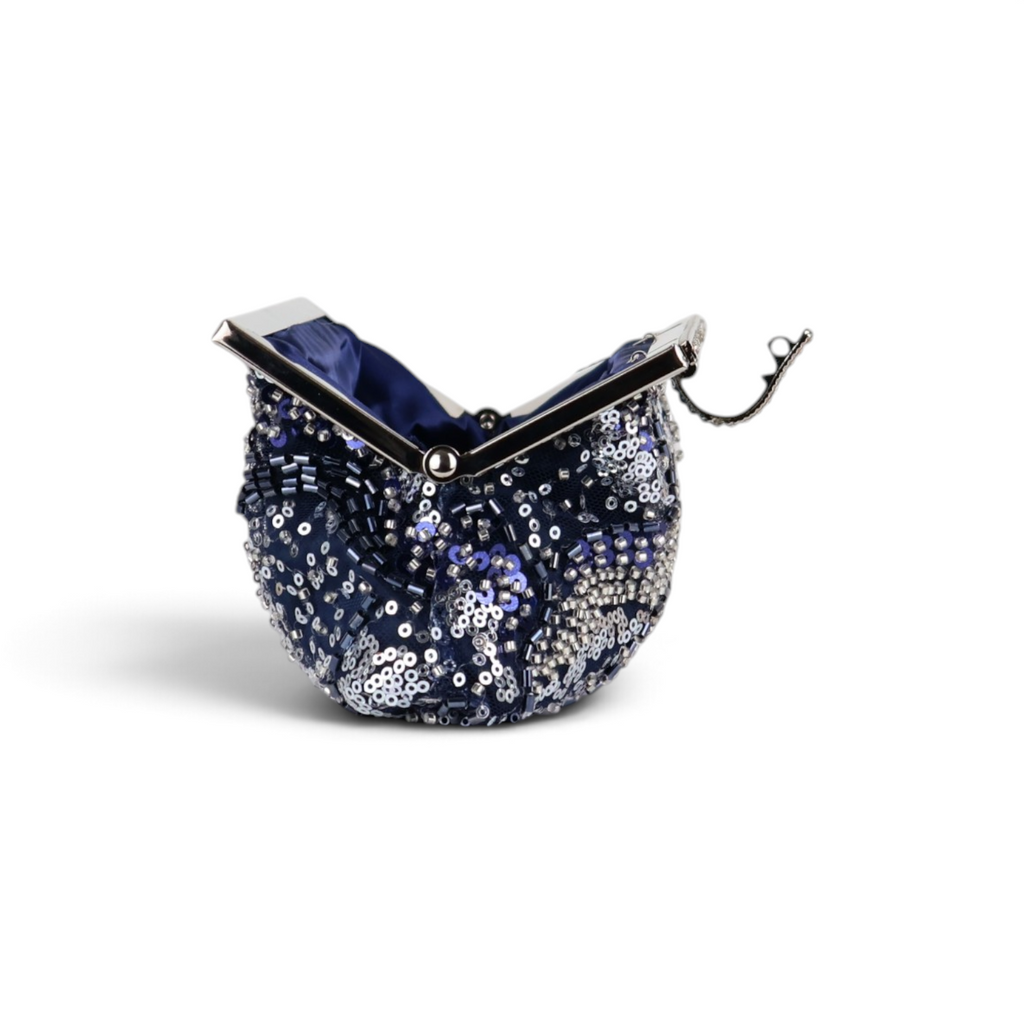 Bolsa Transversal Pouch Bordada Azul