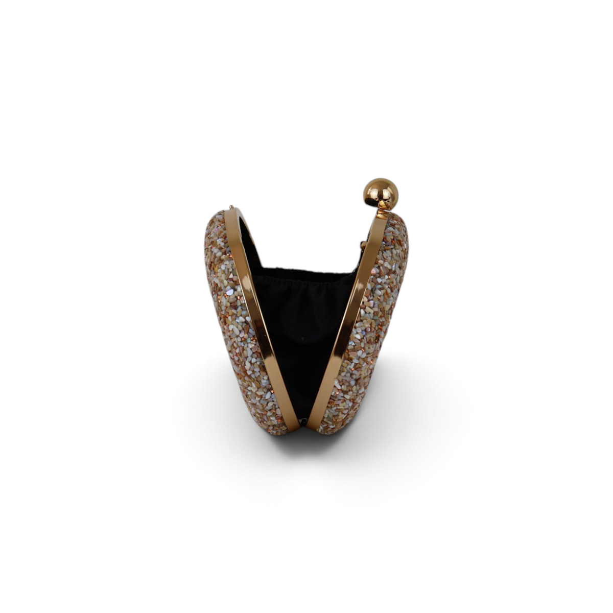 Bolsa Festa Clutch Pedraria Bege Oval