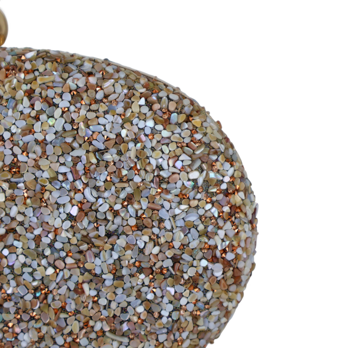 Bolsa Festa Clutch Pedraria Bege Oval