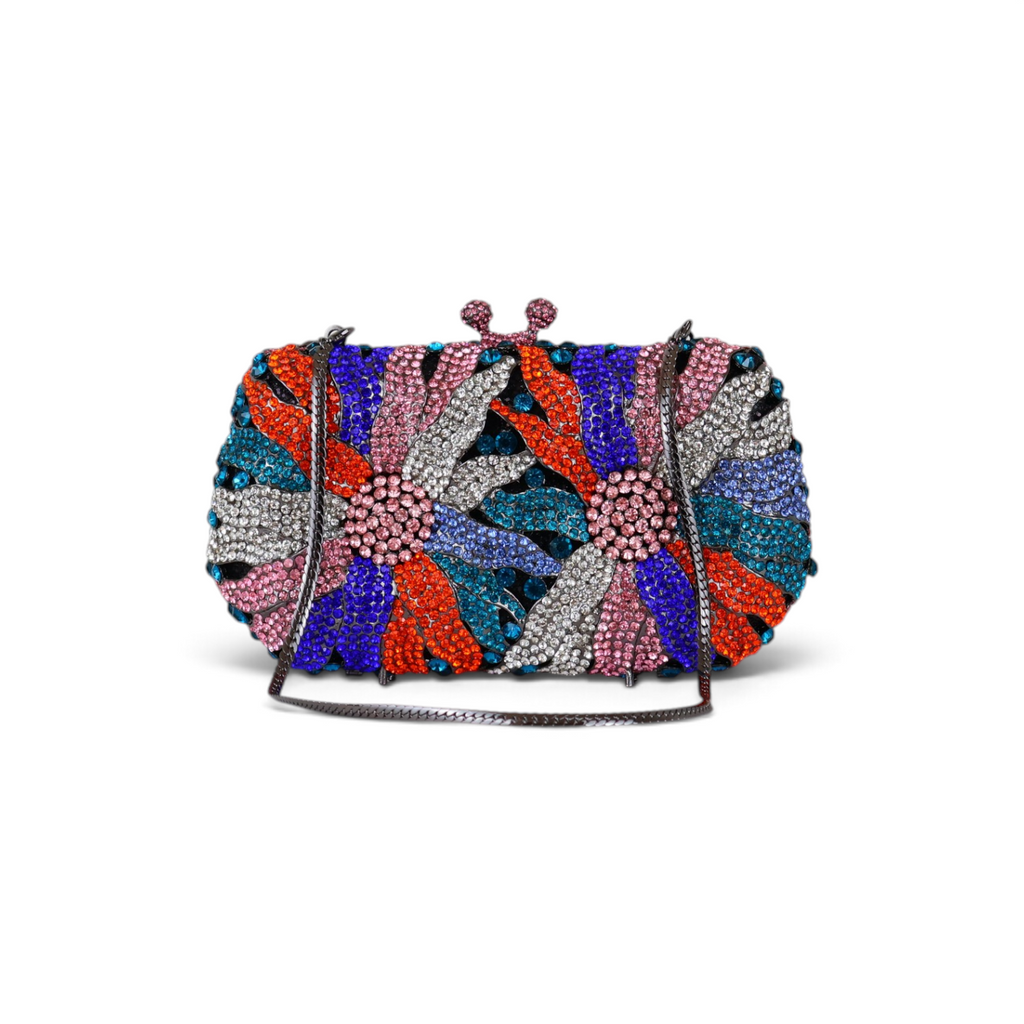 Bolsa Festa Clutch Pedraria Strass Colorida