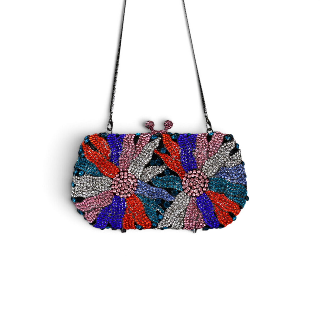 Bolsa Festa Clutch Pedraria Strass Colorida