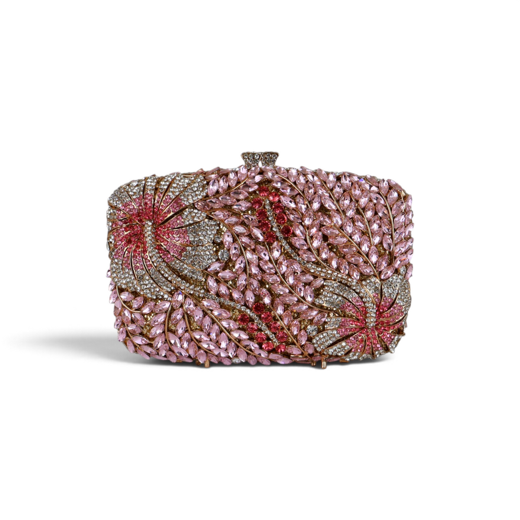 Bolsa Festa Clutch Pedraria Strass Rosa