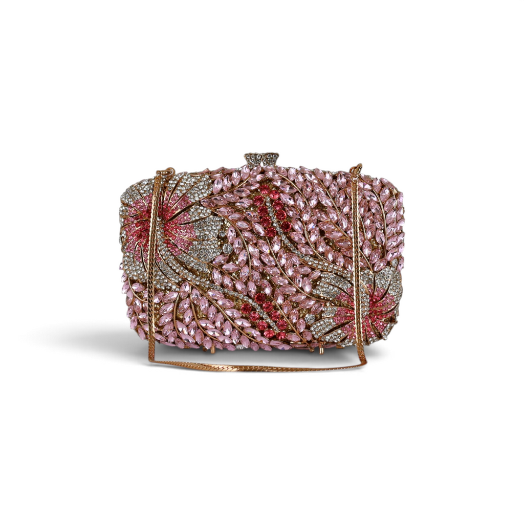 Bolsa Festa Clutch Pedraria Strass Rosa