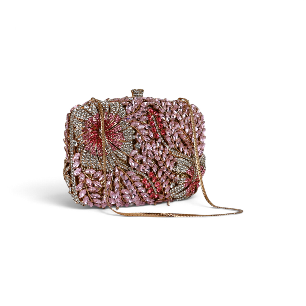 Bolsa Festa Clutch Pedraria Strass Rosa