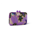 Bolsa Clutch Festa Bordada Flores Roxa