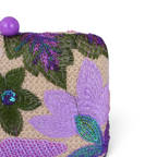 Bolsa Clutch Festa Bordada Flores Roxa