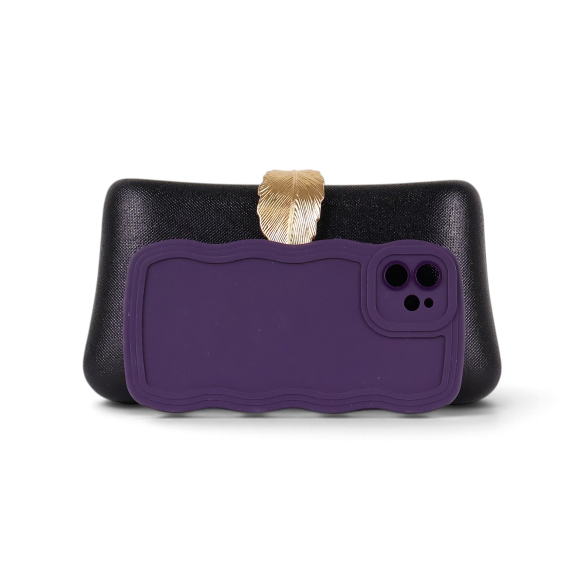 Bolsa Clutch Festa Fecho Folha Preta