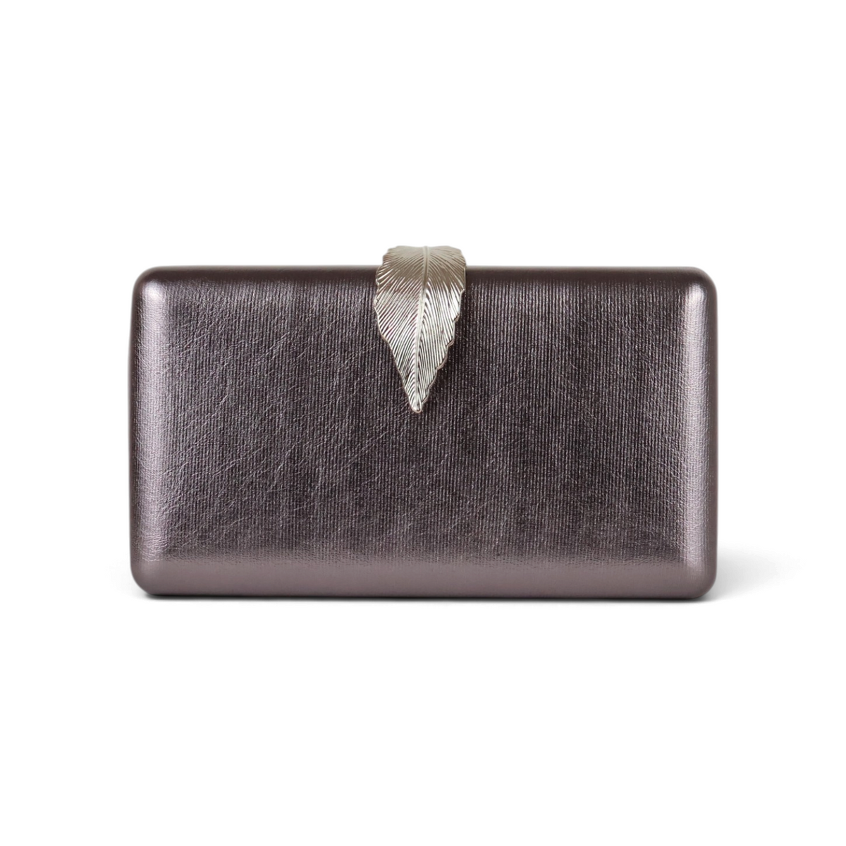 Bolsa Clutch Festa Fecho Folha Prata Envelhecida